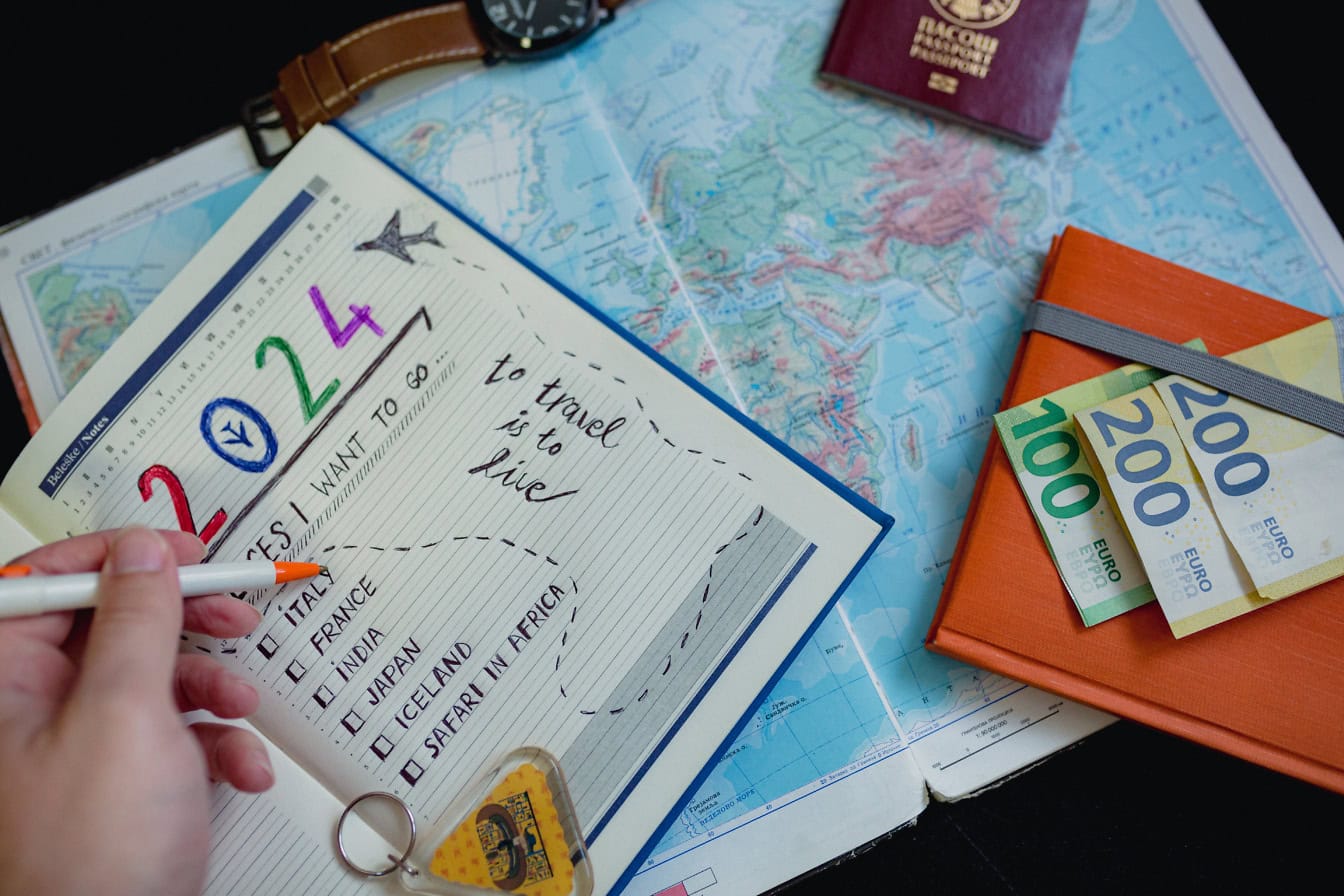 carte du monde avec passeport et carnet de voyage